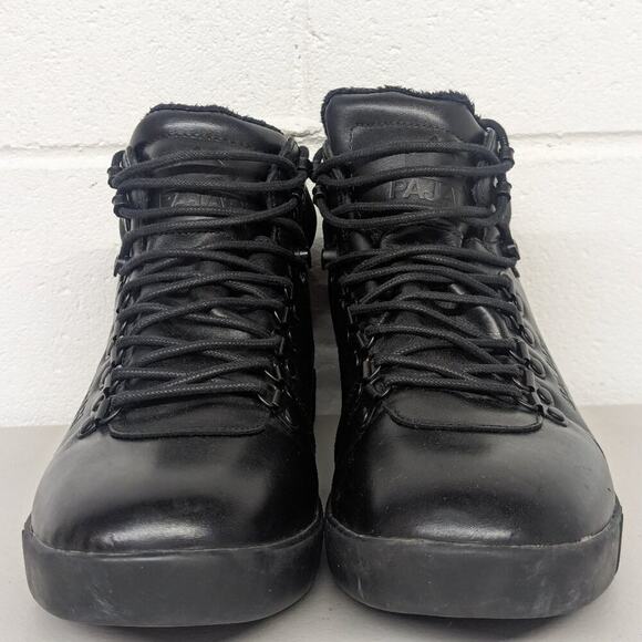 Mens SZ 9-9.5 Pajar Black Sneaker Winter Boot Comfort Faux Fur Lined Leather - Picture 5 of 9